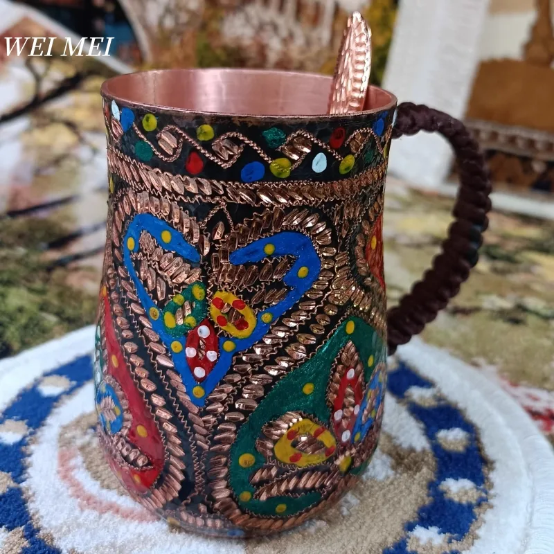 Coffee Tea Friends - Pattern Random Vintage Copper Coffee Mug,Camping