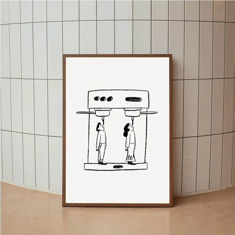 Coffee Tea Poster - Abstract Line Coffee Drink Wall Art