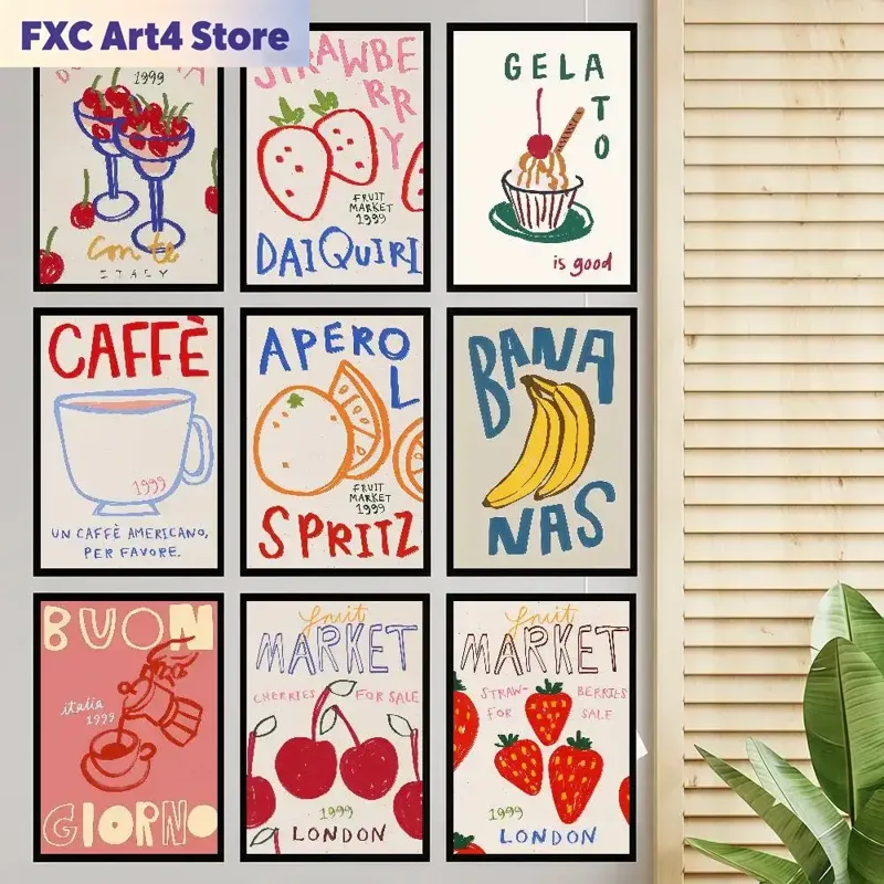 Coffee Tea Poster - Frameless Abstract Afternoon Tea Dessert Coffee