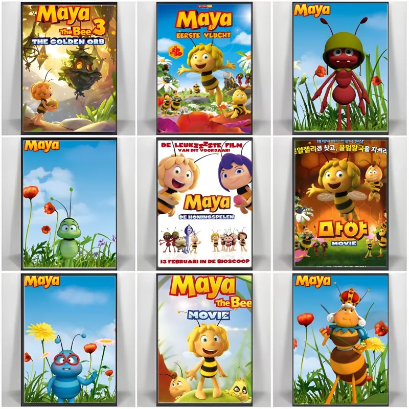 Maya Coffee & Tea Ulasan - Cartoon M-Mayas the Bees Poster Self-adhesive