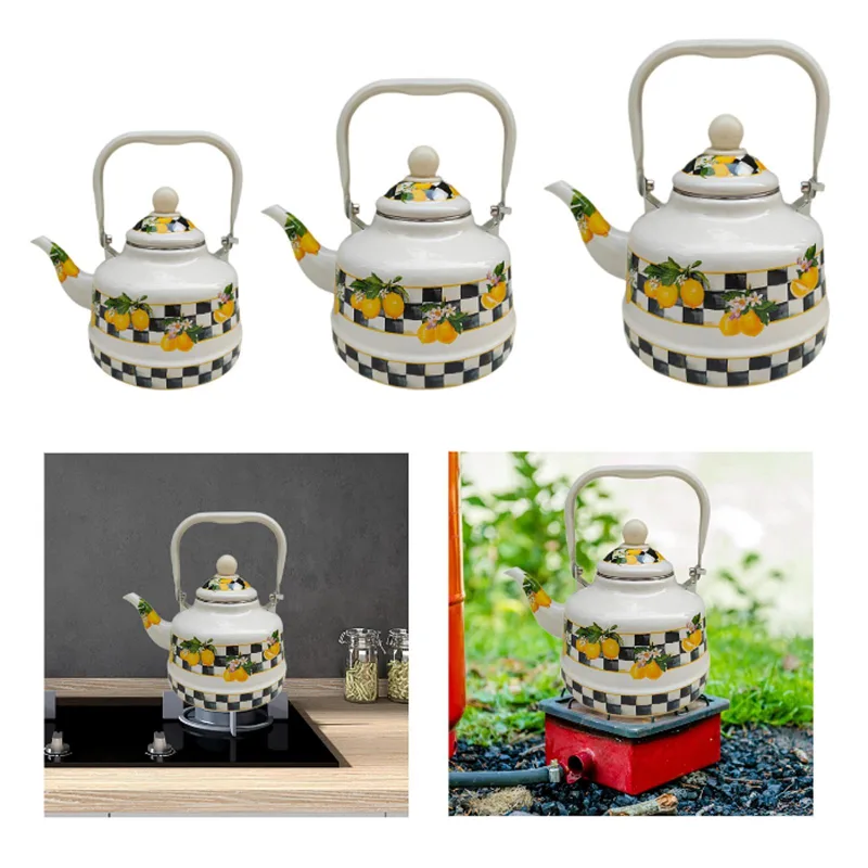 Lemon Tea Coffee - Unique Enamel Tea Kettle Beverage Jug
