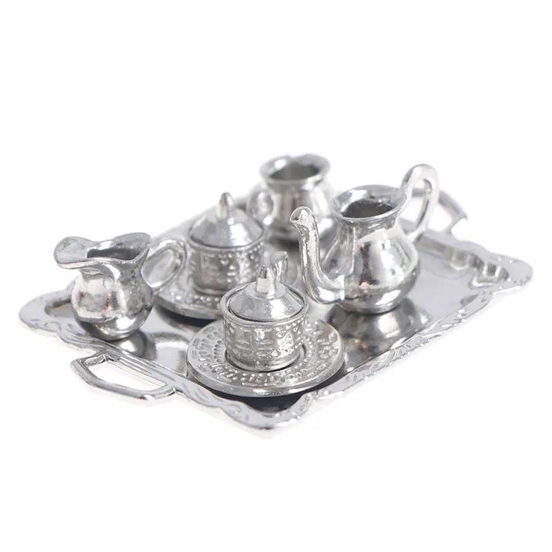 Coffee Tea House - 10pcs/Set 1/12 Dollhouse Miniature Silver Metal