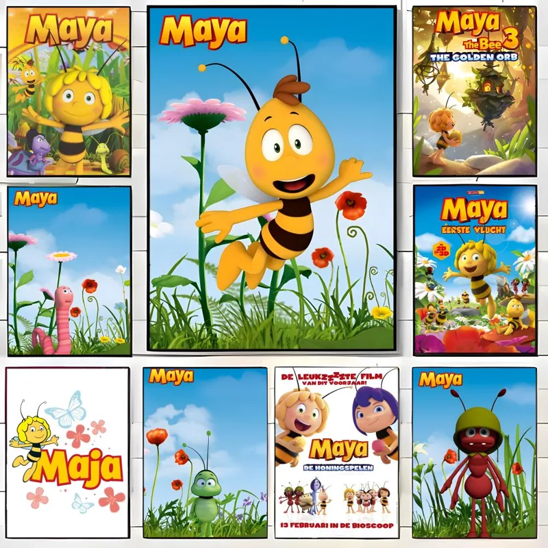 Maya Coffee & Tea Ulasan - Cartoon M-Maya the Bee Poster Self-adhesive