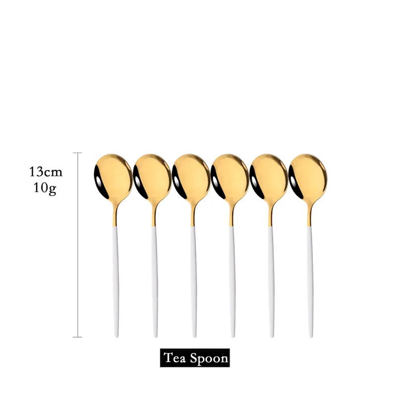 Coffee Tea And Sugar Canister Set - 6Pcs Mirror White Gold Tea Spoon
