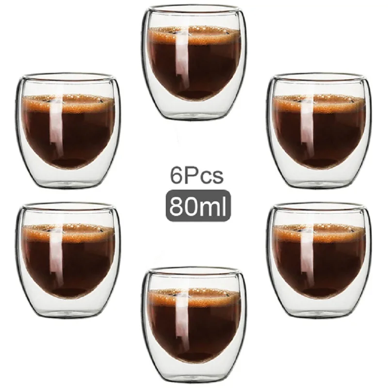 Coffee Tea Sugar Set - Double Walled Glass Coffee Mugs Glass