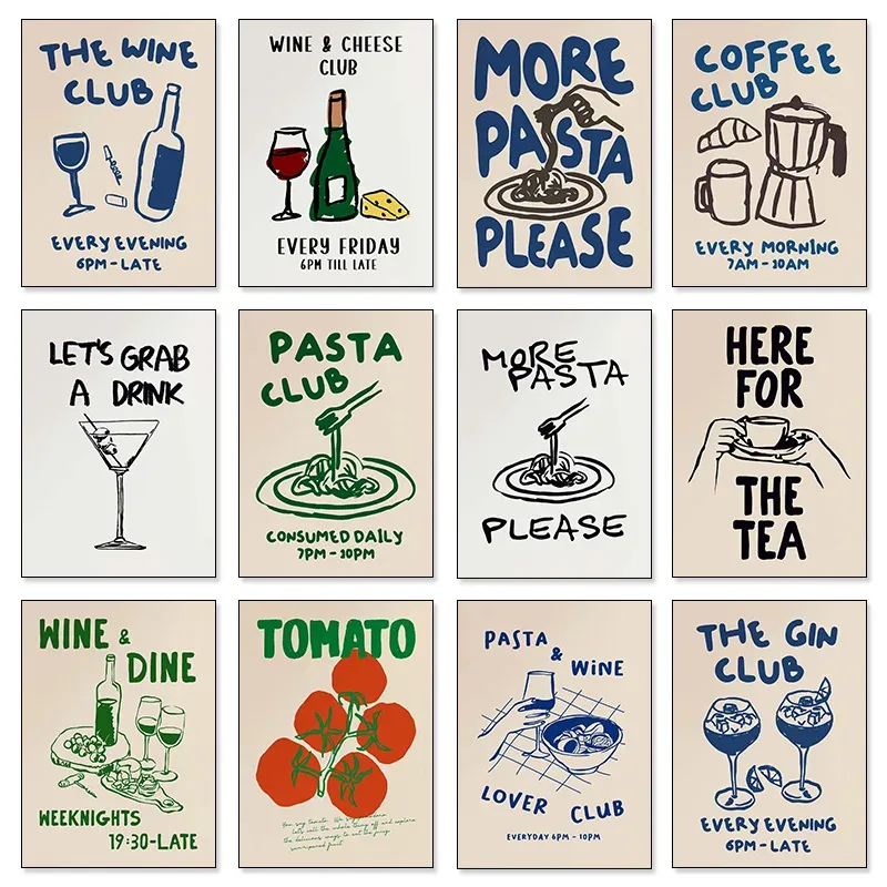 Coffee Tea Poster - Modern Kitchen Art Wine Coffee Afternoon
