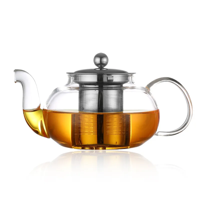 Coffee Tea And Sugar Canister Set - 600/800ml Heat Resistant Glass Teapot Flower