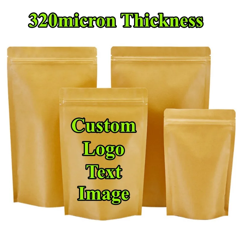 Coffee Tea House - 100PCS Stand-up Kraft Paper Foil Ziplock