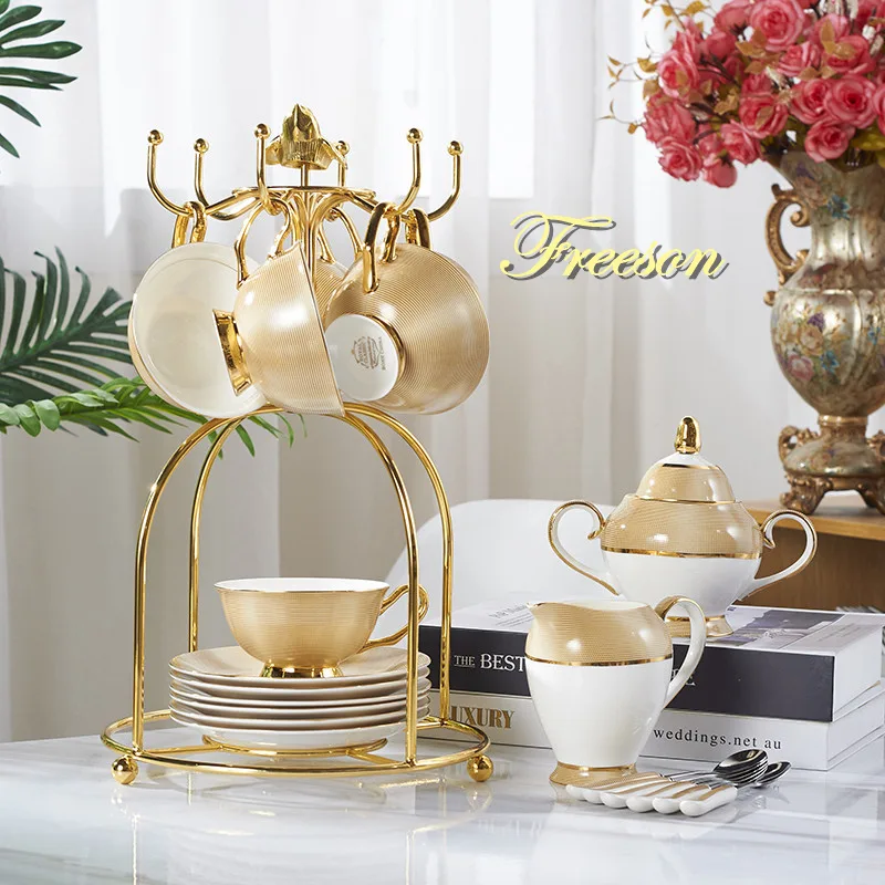 Coffee Tea Sugar Set - Luxury Gold Bone China Coffee Set