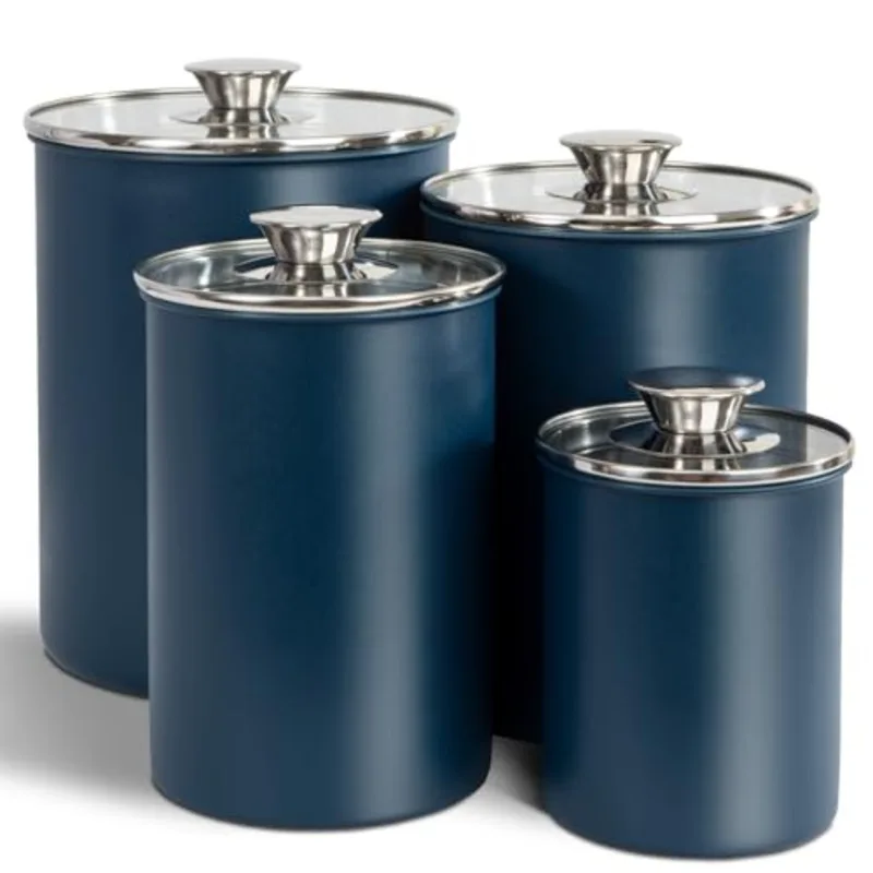 Coffee Tea And Sugar Canister Set - Stainless Steel Food Canister Set of