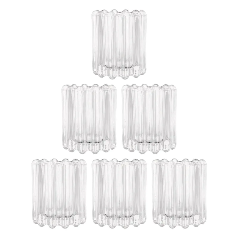Coffee Tea Holders - 6Pcs European Style Glass Holders Clear
