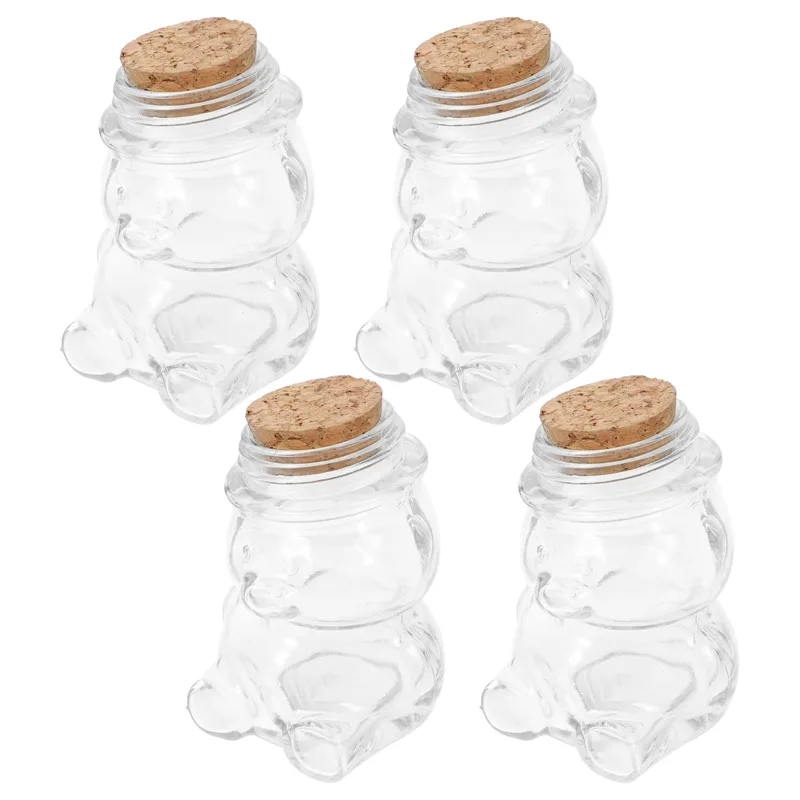 Coffee Tea Jars - 4Pcs Glass Candy Jar Set Transparent