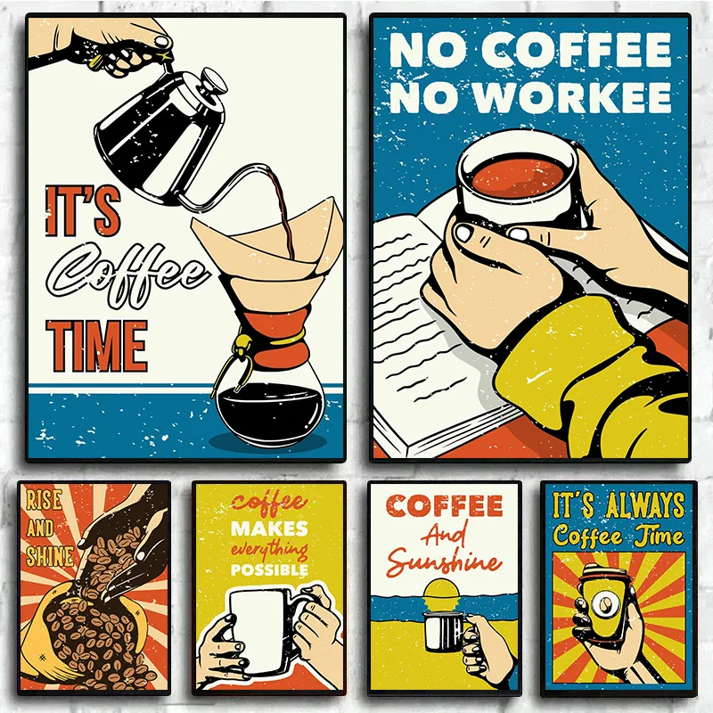 Coffee Tea Poster - 1pc frameless American Style Vintage Tea