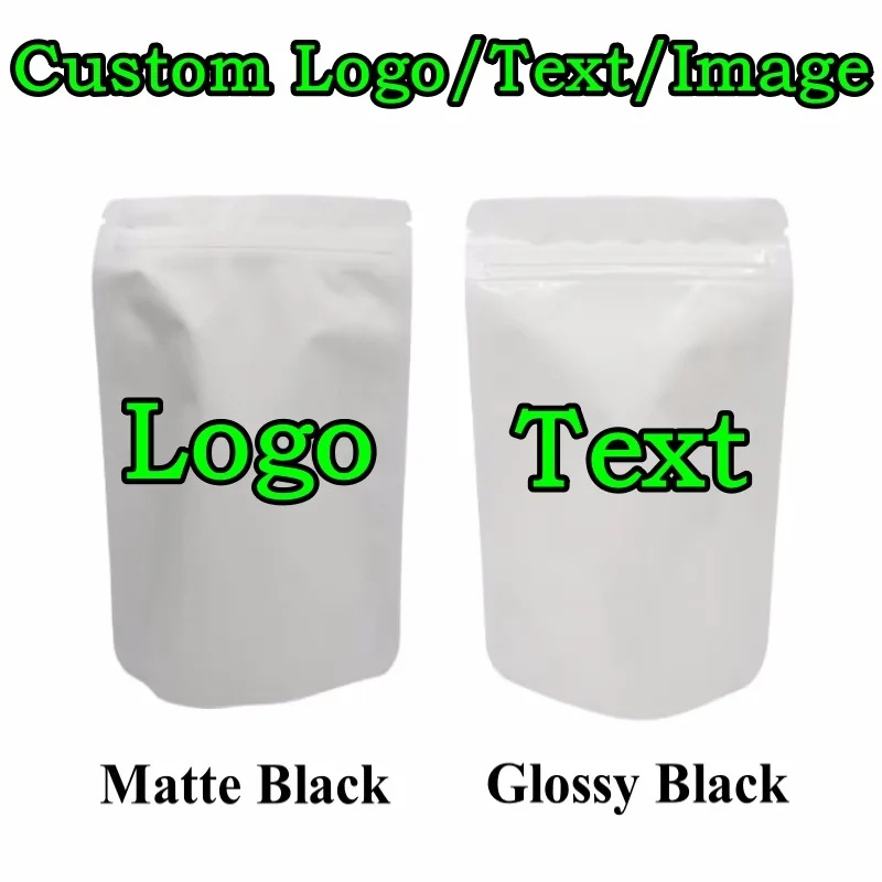 Coffee Tea House - 100PCS Stand-up Matte/Glossy White Aluminum Foil
