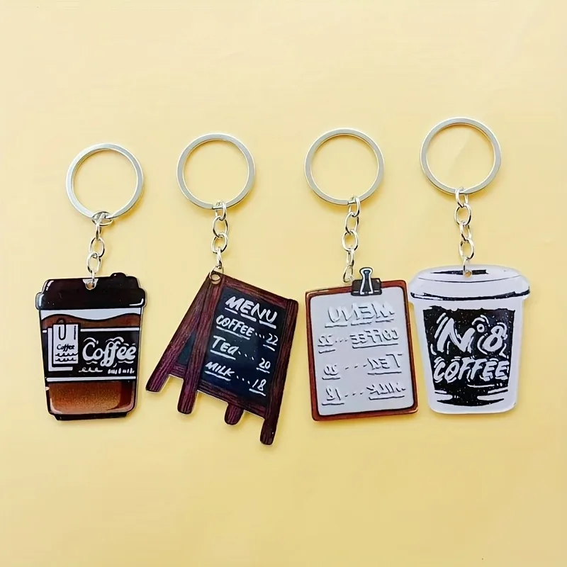 Coffee & Tea Maker Machine - 8pcs acrylic coffee cup keychain, suitable