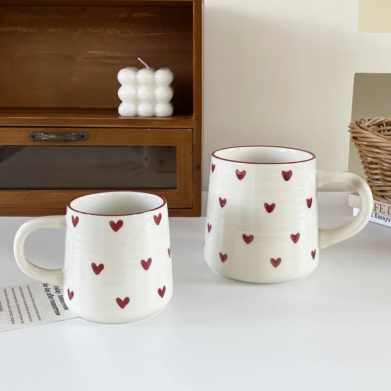 Coffee Tea Friends - Heart-Shaped Ceramic Mug, Cute Little Heart