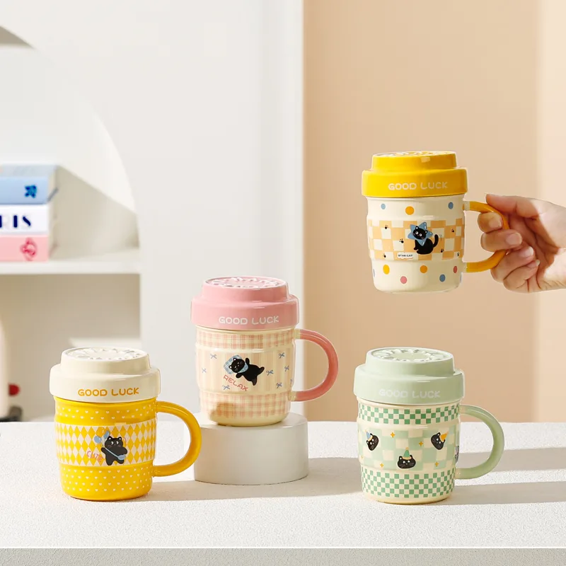 Cartoon Cat Ceramic Mug Cerami - Coffee Tea Friends recension och pris