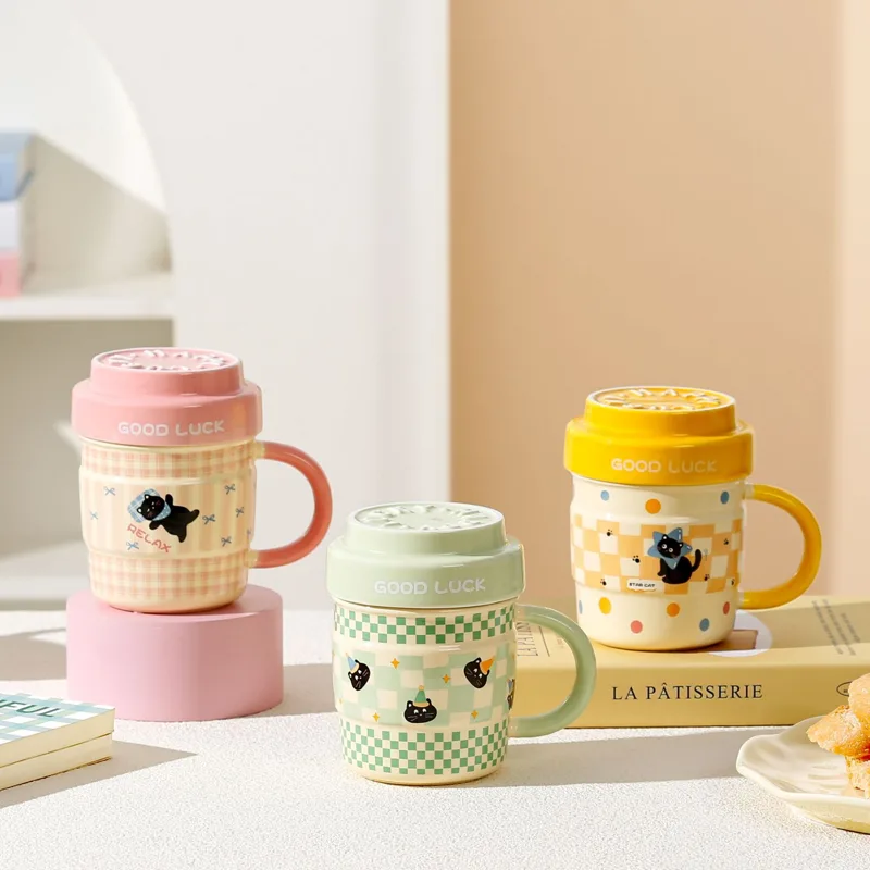 Cartoon Cat Ceramic Mug Cerami - Coffee Tea Friends recension och pris