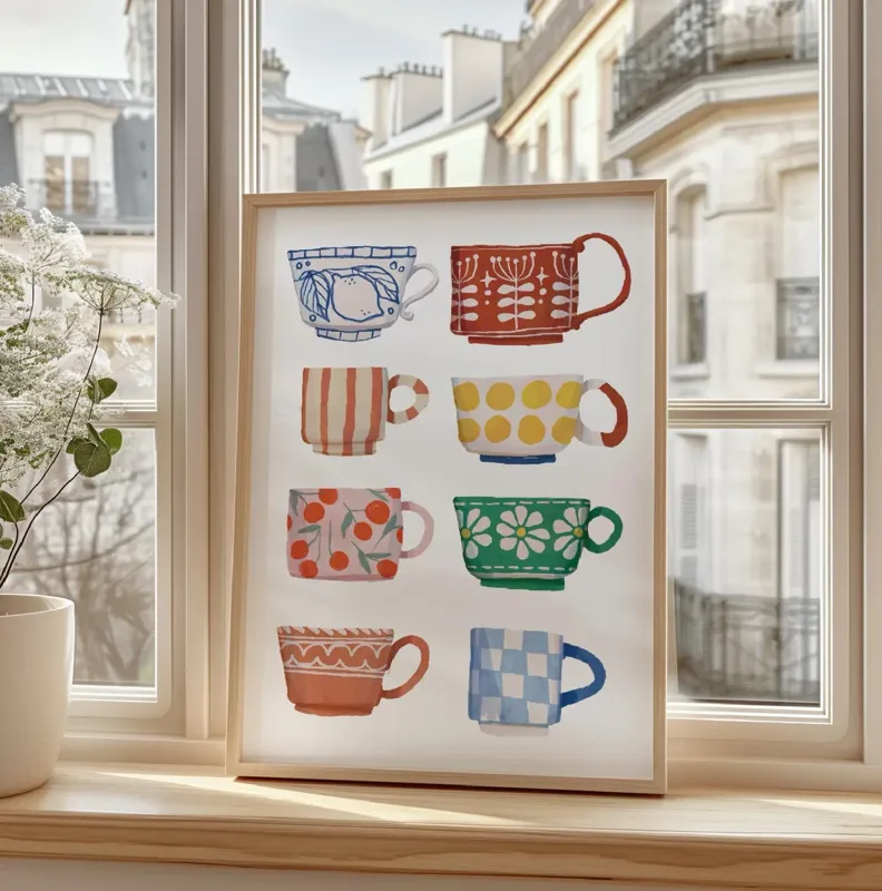 Tea Cup Print, Breakfast poste - Coffee Tea Poster recension och pris
