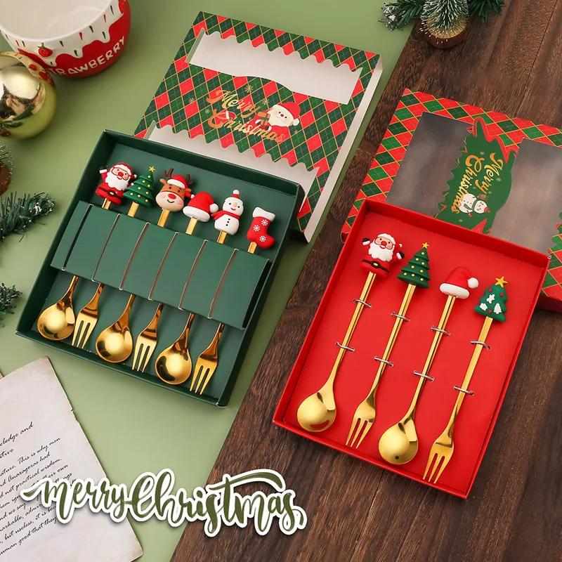 2/4/6Pcs Christmas Fork And Sp - Coffee Tea And Sugar Canister Set recension och pris