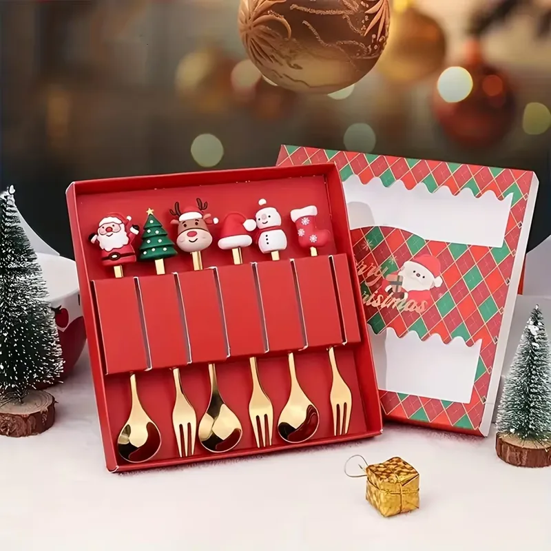 2/4/6Pcs Christmas Fork And Sp - Coffee Tea And Sugar Canister Set recension och pris