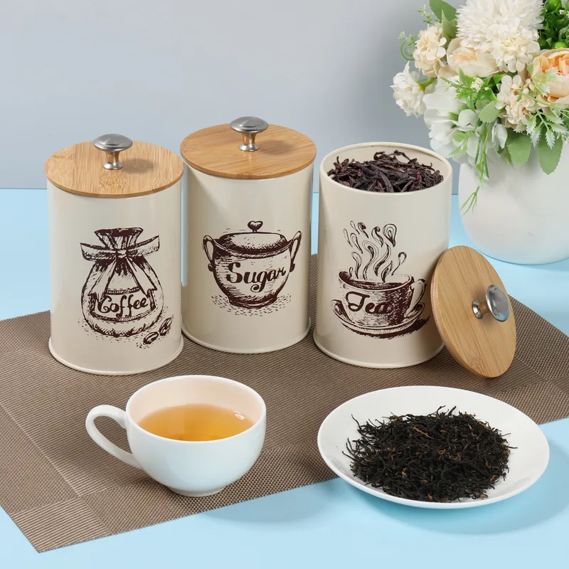 3Pcs Kitchen Storage Box Metal - Coffee Tea And Sugar Canister Set recension och pris