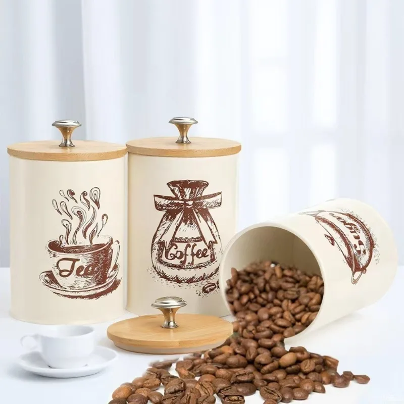 3pcs Metal Coffee Canister Set - Coffee Tea And Sugar Canister Set recension och pris