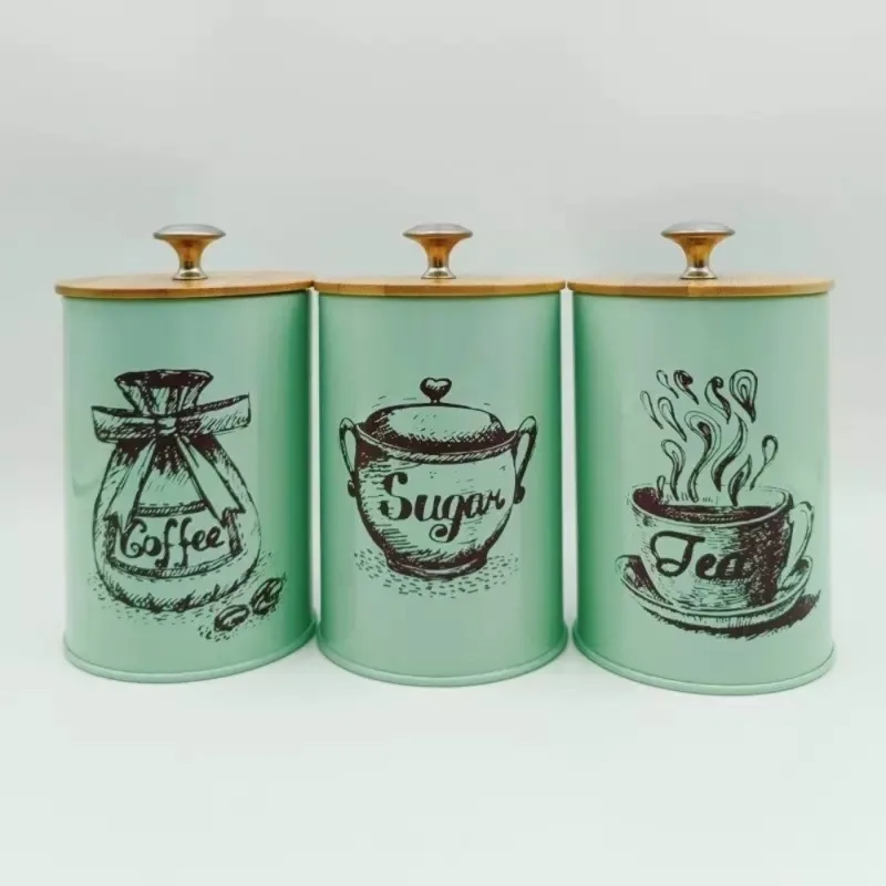 3pcs Metal Coffee Canister Set - Coffee Tea And Sugar Canister Set recension och pris