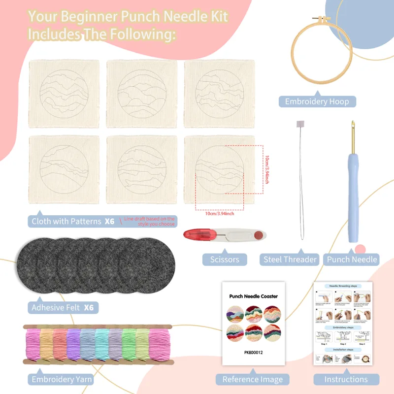 6 Pcs Flower Punch Needle Coas - Tea Coffee Set Up recension och pris