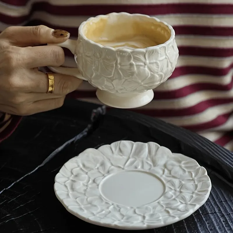 French Cream Relief Coffee Cup - Coffee Tea Set recension och pris