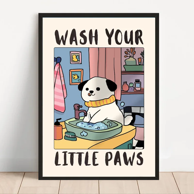 Cute Animals Canvas Printed Po - Coffee Tea Poster recension och pris