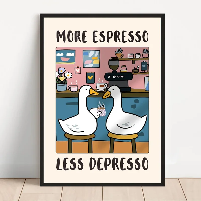 Cute Animals Canvas Printed Po - Coffee Tea Poster recension och pris