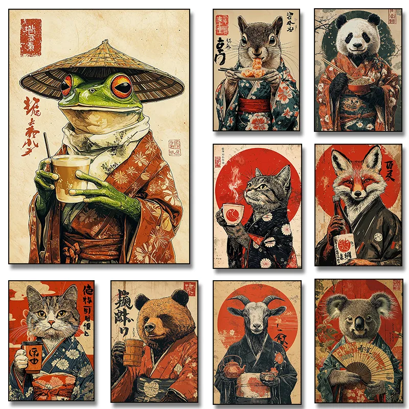 Retro Japanese Frog Drink Coff - Coffee Tea Poster recension och pris