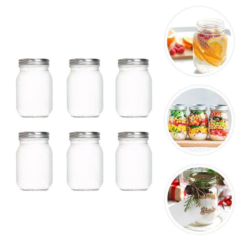 6Pcs Transparent Round Glass J - Coffee Tea Jars recension och pris