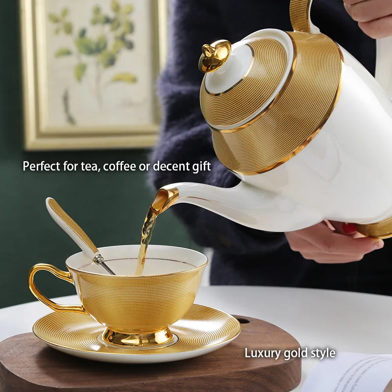 Luxury Gold Bone China Coffee  - Coffee Tea Sugar Set recension och pris