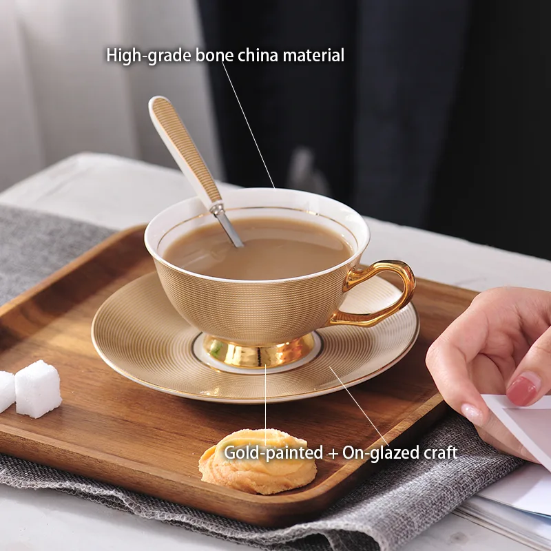 Luxury Gold Bone China Coffee  - Coffee Tea Sugar Set recension och pris