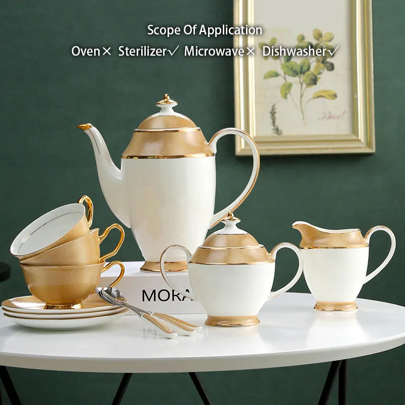 Luxury Gold Bone China Coffee  - Coffee Tea Sugar Set recension och pris