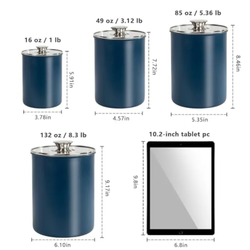 Stainless Steel Food Canister  - Coffee Tea And Sugar Canister Set recension och pris