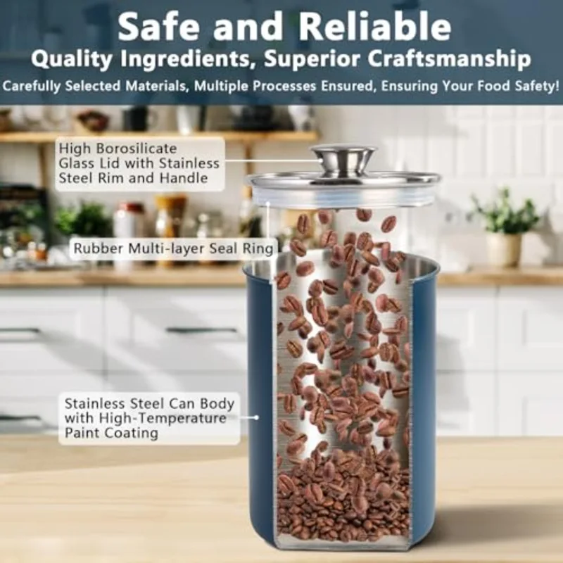 Stainless Steel Food Canister  - Coffee Tea And Sugar Canister Set recension och pris