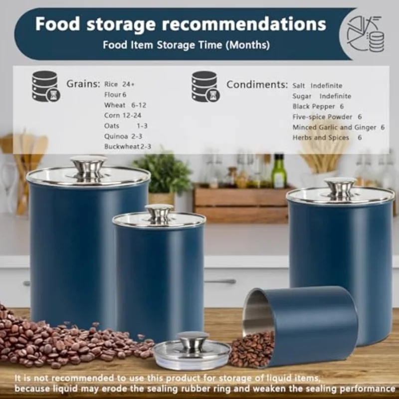 Stainless Steel Food Canister  - Coffee Tea And Sugar Canister Set recension och pris