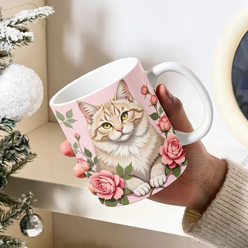 Sweet Floral Kitty Ceramic Mug - Coffee Tea Friends recension och pris