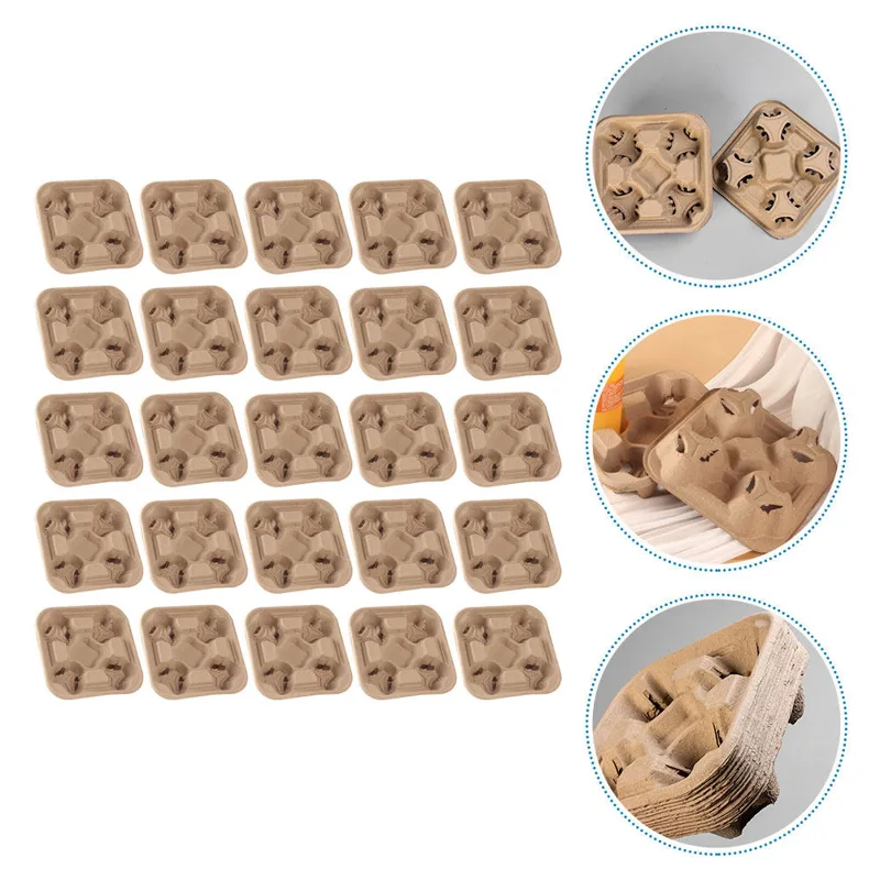 25Pcs Four Cup Paper Pulp Hold - Coffee Tea Holders recension och pris
