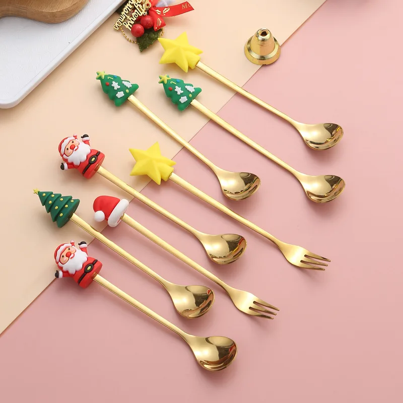 2/6Pcs Christmas Fork And Spoo - Coffee Tea And Sugar Canister Set recension och pris