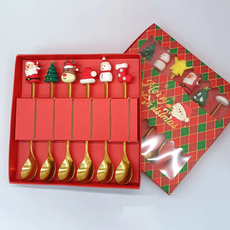 2/6Pcs Christmas Fork And Spoo - Coffee Tea And Sugar Canister Set recension och pris