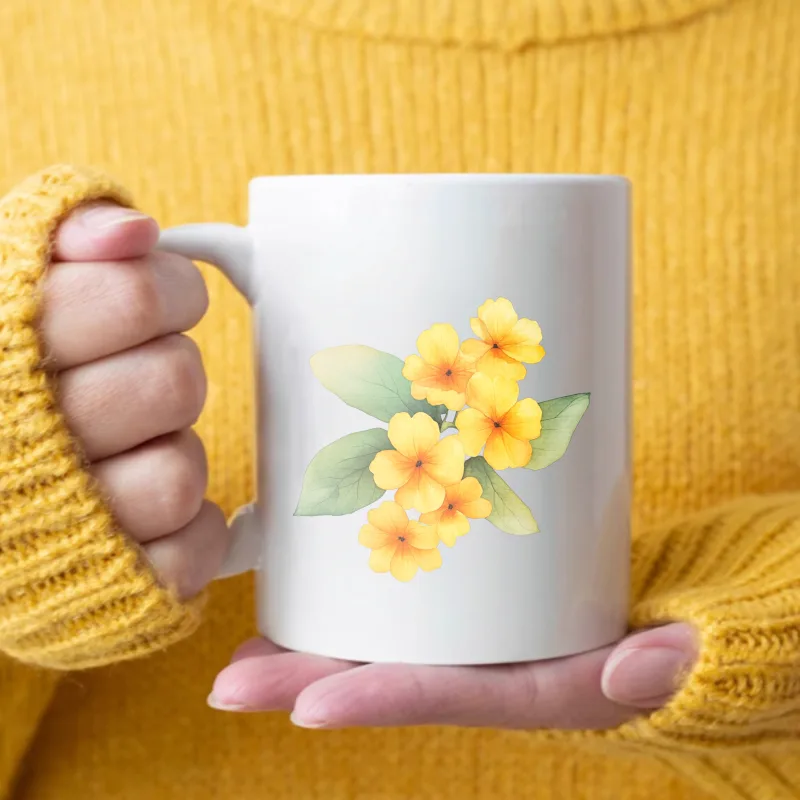 Ceramic mug with white and yel - Coffee Tea Break recension och pris