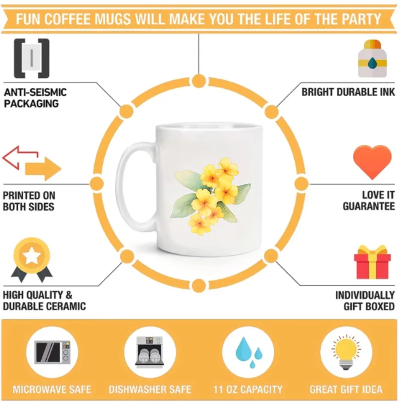 Ceramic mug with white and yel - Coffee Tea Break recension och pris