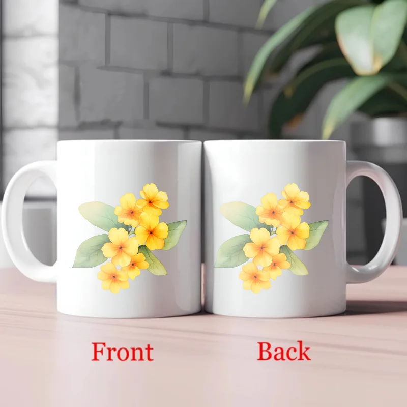 Ceramic mug with white and yel - Coffee Tea Break recension och pris