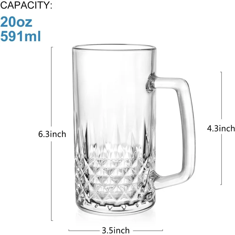 20 oz Heavy Glass Mugs Set of  - Coffee Tea Or recension och pris